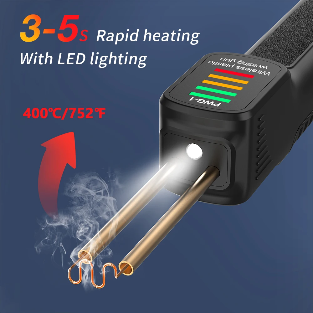 Máquina de soldadura de plástico inalámbrica de mano, pistola de soldadura recargable por USB, grapadora en caliente, Kits de herramientas de reparación de parachoques de coche, PWG-1 - imagen 4