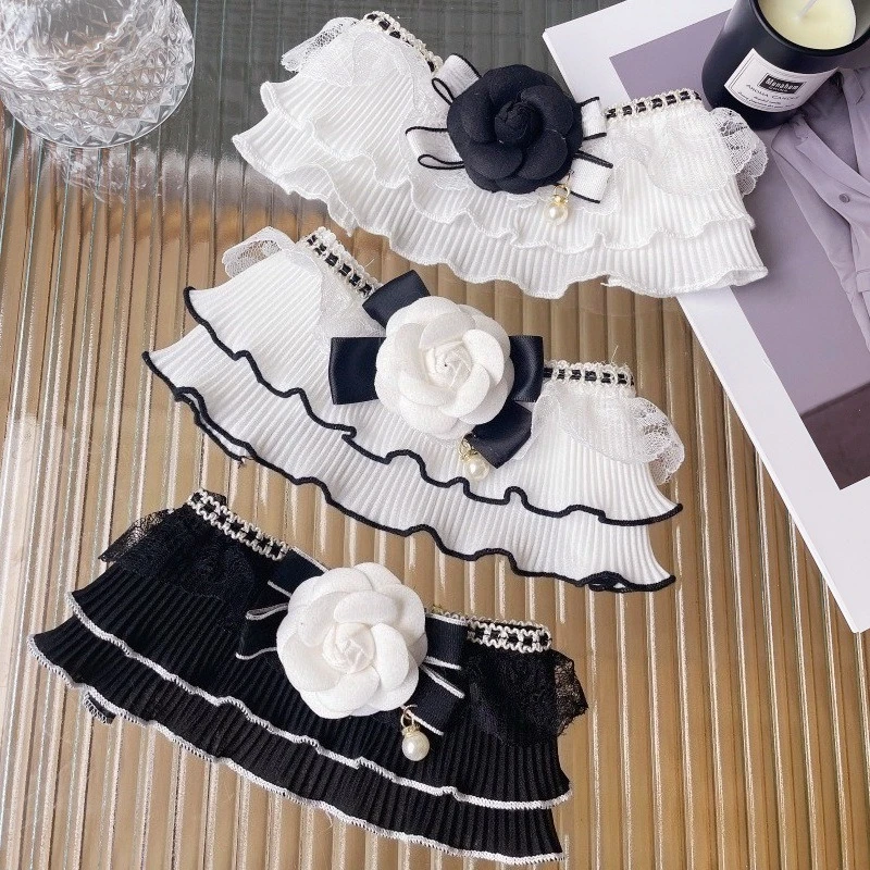 Bufanda plisada para mascotas, pajarita, toalla para babas, bufanda de flores para perros, decoración, pajarita para perros, accesorios para cachorros, accesorios para gatos - imagen 2