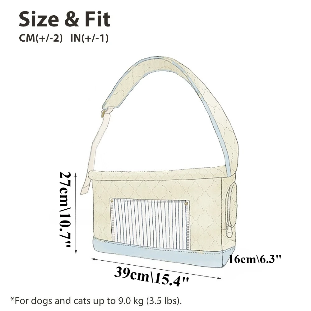 Elegante portabebés para perros pequeños, bolsa portabebés para mascotas para gatos pequeños, cachorros con bolsillo clásico y correa clásica, suave y transpirable - imagen 2