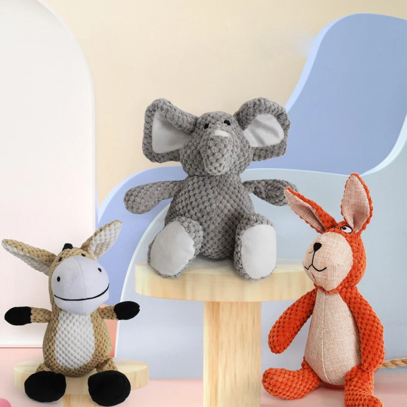 Juguete Molar de felpa para perro, juguete para masticar de felpa con forro polar, duradero, para mascotas, con silbido, mono, elefante - imagen 3