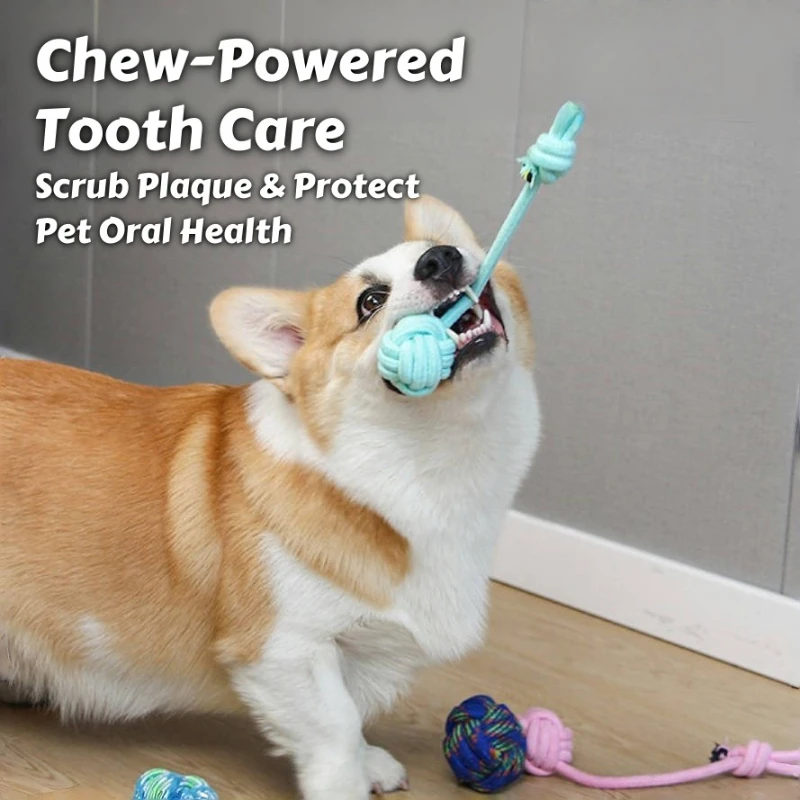 Juguete masticable para perros con cuerda de algodón: remolque interior/exterior y limpieza de dientes para perros medianos/grandes para interacción o juego propio - imagen 4