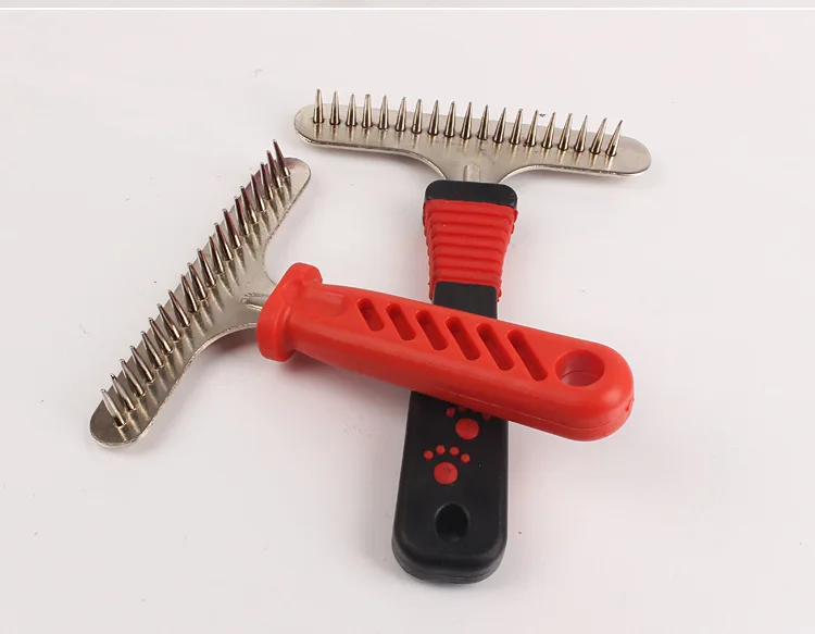 Peine de aguja de acero inoxidable para perros y mascotas, rastrillo para el cuidado de la piel, cepillo para perros, gatos, limpieza de mascotas, herramienta de masaje y aseo, cepillo para mascotas - imagen 4