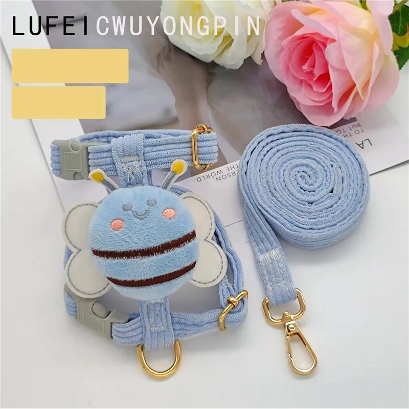 Correa para perro con estampado de abeja, Collar, corbata, arnés navideño para mascotas, cuerda de tracción, correa para el pecho para perros y gatos pequeños a medianos - imagen 2