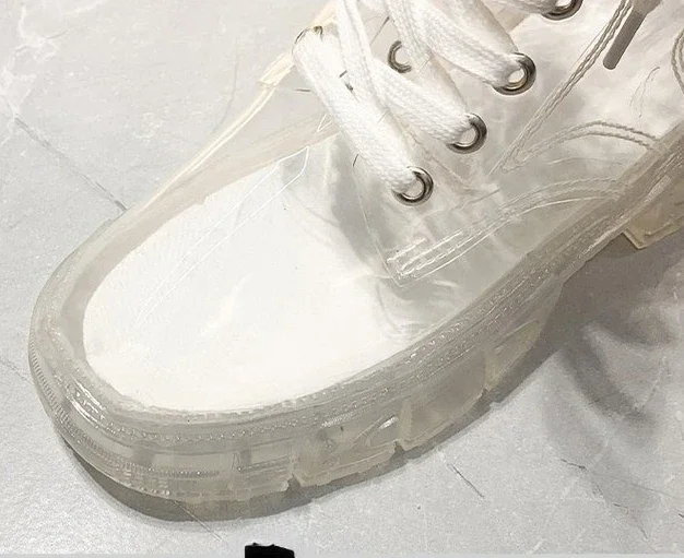 Botas de plataforma transparentes de Pu para mujer, botines impermeables, Botas de lluvia de fondo grueso transparente, zapatos sexys para mujer, moda 2022 - imagen 4
