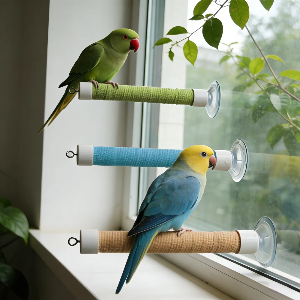 Percha ventosa para loro y periquito – Se fija en ventanas y espejos - imagen 5