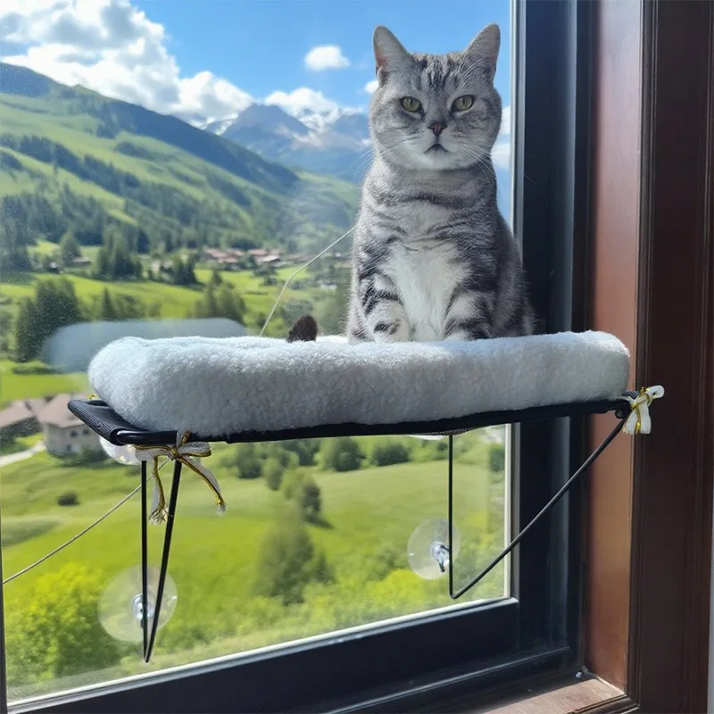 Hamaca con ventosa para gatos – Cama colgante de felpa transpirable - imagen 2