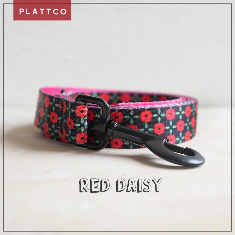 PLATTCO, el nuevo y cómodo RED DAISY, hermosa correa para perro estampada, se adapta a productos para perros pequeños y medianos, 5 tamaños PDL303