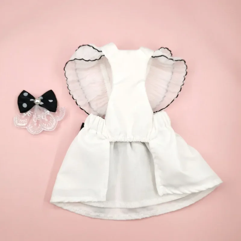 Vestido de novia para mascotas con collar y flor de cabeza, vestido de princesa de encaje blanco y rosa para perros gatos, conjunto completo de fiesta - imagen 2