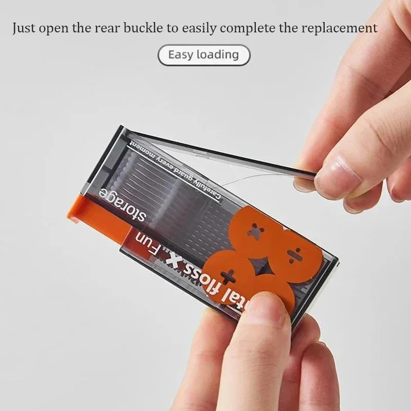 Dispensador de hilo portátil, incluye 10 Uds., organizador de hilo expulable automático, cuidado bucal, palos de hilo desechables a presión - imagen 4