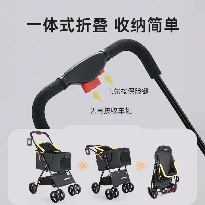 Carro integrado para mascotas, perros pequeños y medianos, ligero, plegable, Teddy Corgi, carrito para caminar para perros, cochecito para gatos, transportador para mascotas