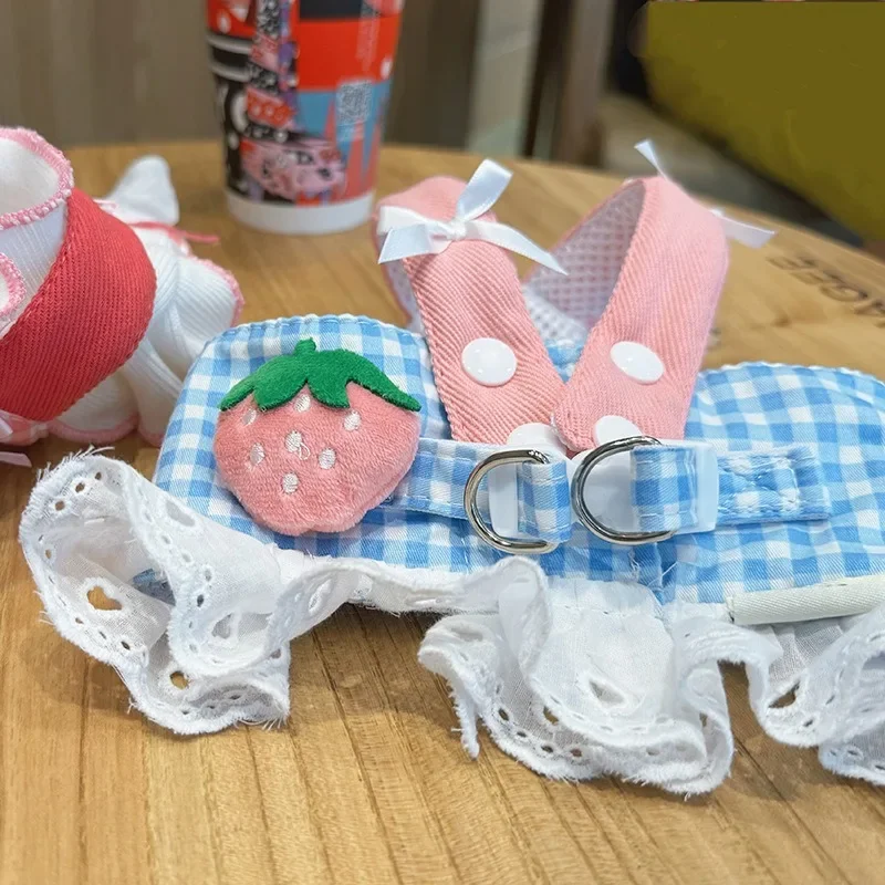 Collares para mascotas, arnés de encaje de fresa para perros, conjunto de correa, chaleco, correa de pecho de encaje, cuerda de plomo para caminar para cachorros, suministros para perros pequeños y medianos - imagen 3