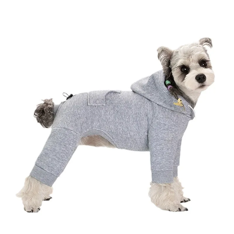 Sudaderas con capucha para perros pequeños, abrigo suave a prueba de viento, cálido, de otoño, con 4 Patas, informal, liso, para cachorros, Yorkshire