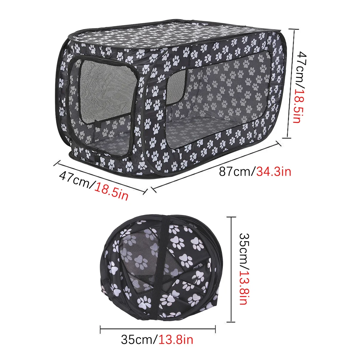 Tienda transportadora emergente portátil plegable para interiores y exteriores con ventana de malla, puerta con cremallera para mascotas, transportadora de viaje para perros y gatos pequeños - imagen 2