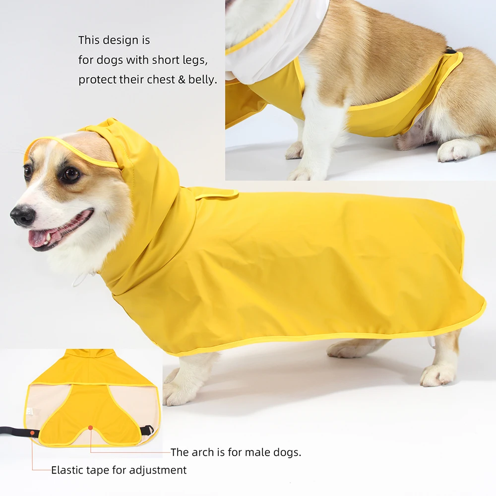 Chubasquero 2 en 1 para perros grandes, ropa impermeable para mascotas para perros pequeños y medianos, Chubasquero Golden Retriever Corgi, artículos para mascotas - imagen 4