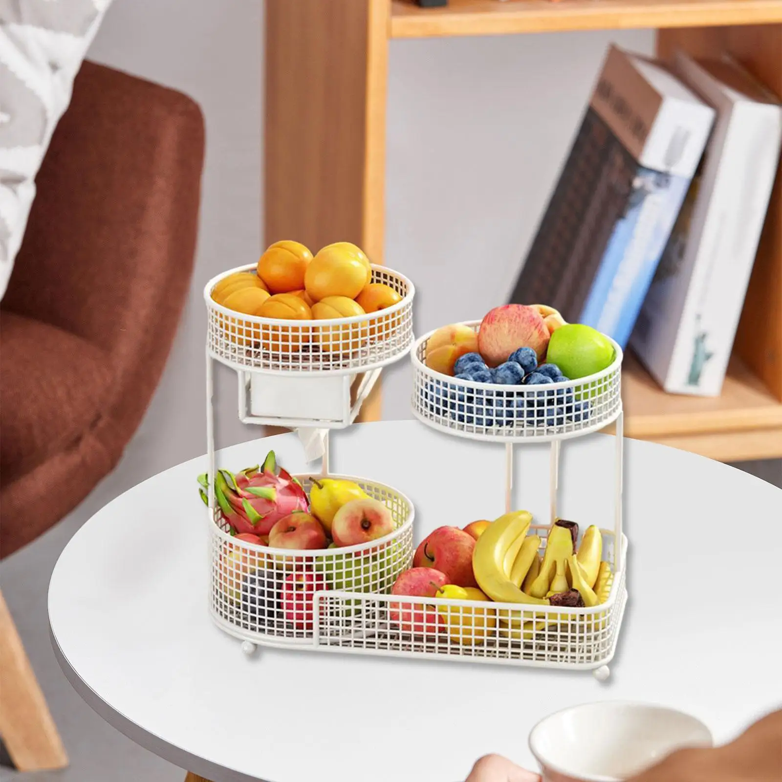 Cesta de frutas, compacta de 3 niveles, soporte de almacenamiento, organizador de cocina, cesta de aperitivos de verduras para encimera, sala de estar, comedor