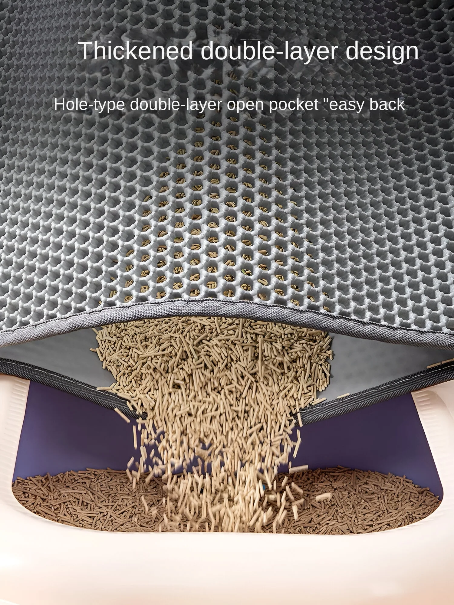 Estera de arena para gatos, resistente al desgaste, grande, pequeña, de doble capa, arena antideslizante, impermeable, estera para arena para mascotas, estera para gatos, accesorios para gatos - imagen 2