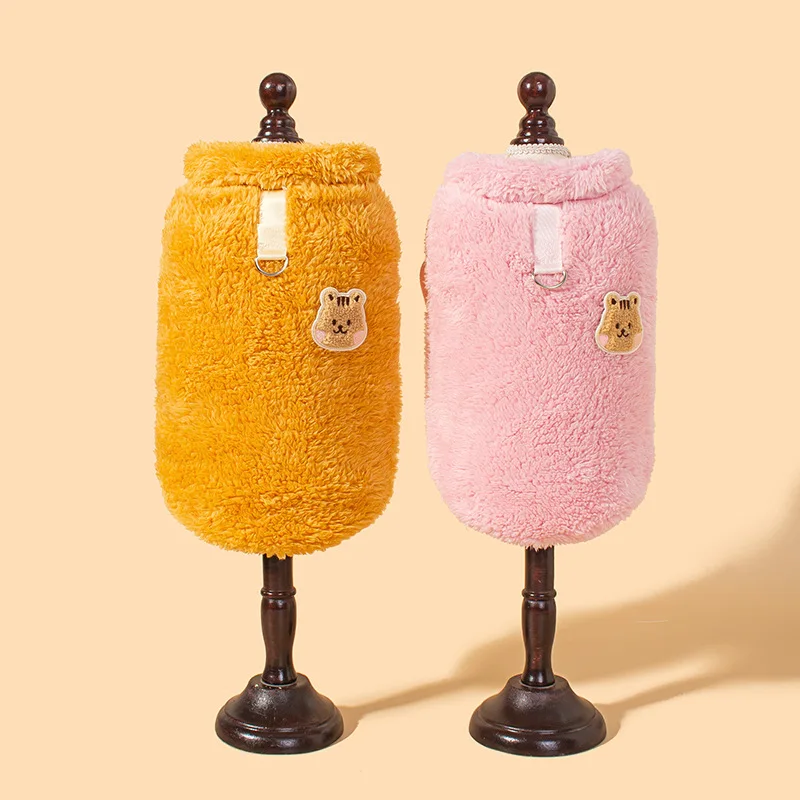 Otoño e Invierno, superventas, lindo oso, cordero, chaleco de terciopelo para mascotas, ropa para gatos y perros, ropa cálida y gruesa para mascotas