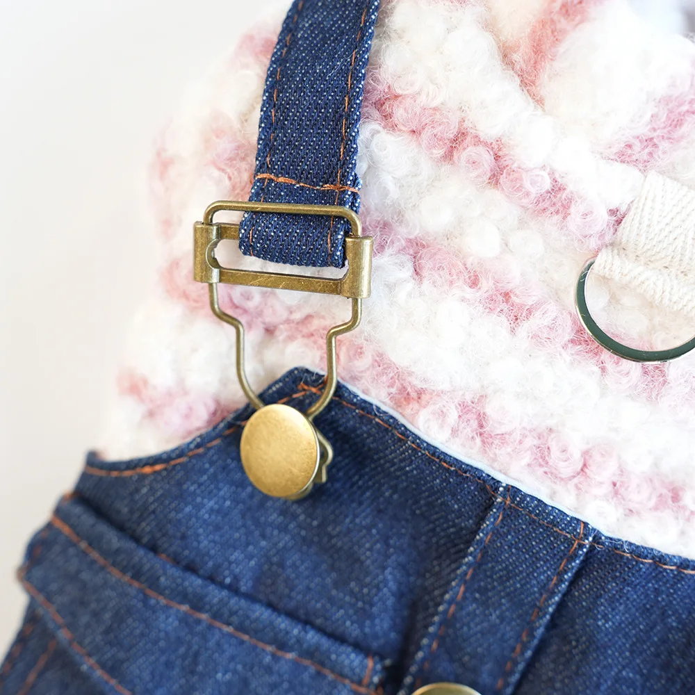 Monos vaqueros de otoño e invierno para mascotas, mono de invierno para perros de peluche, ropa para parejas de cuatro patas, chaqueta, ropa para cachorros pequeños - imagen 4