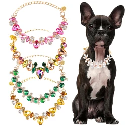 Collar cadena dorada piedras preciosas para perros y gatos