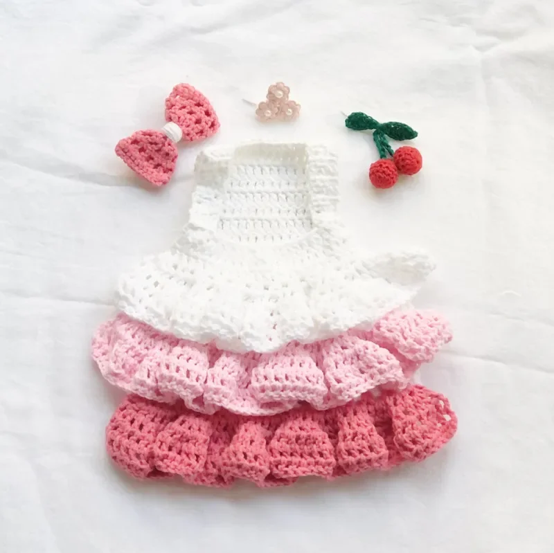 Falda con tirantes de cereza tejida con lazo de primavera para perros y gatos, falda con tirantes de punto bonita, ropa para perros, chaleco para perros, disfraz para perros - imagen 4