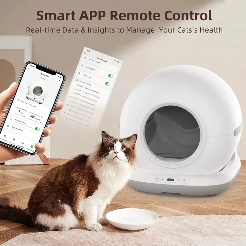 Caja de arena inteligente automática para gatos, autolimpiante, 72L, inodoro para gatos, Control por aplicación, espacio Extra grande, adecuada para gatos grandes, desodorante de iones - imagen 5
