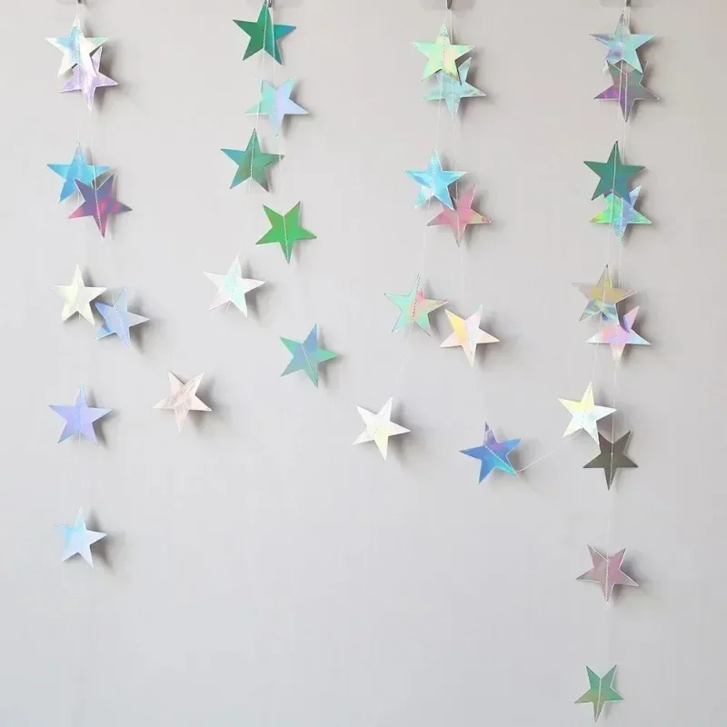 Guirnalda de papel de estrella para decoración de habitación, decoración colgante para guardería, fiesta de cumpleaños, vacaciones, diseño de clase, 4M - imagen 4