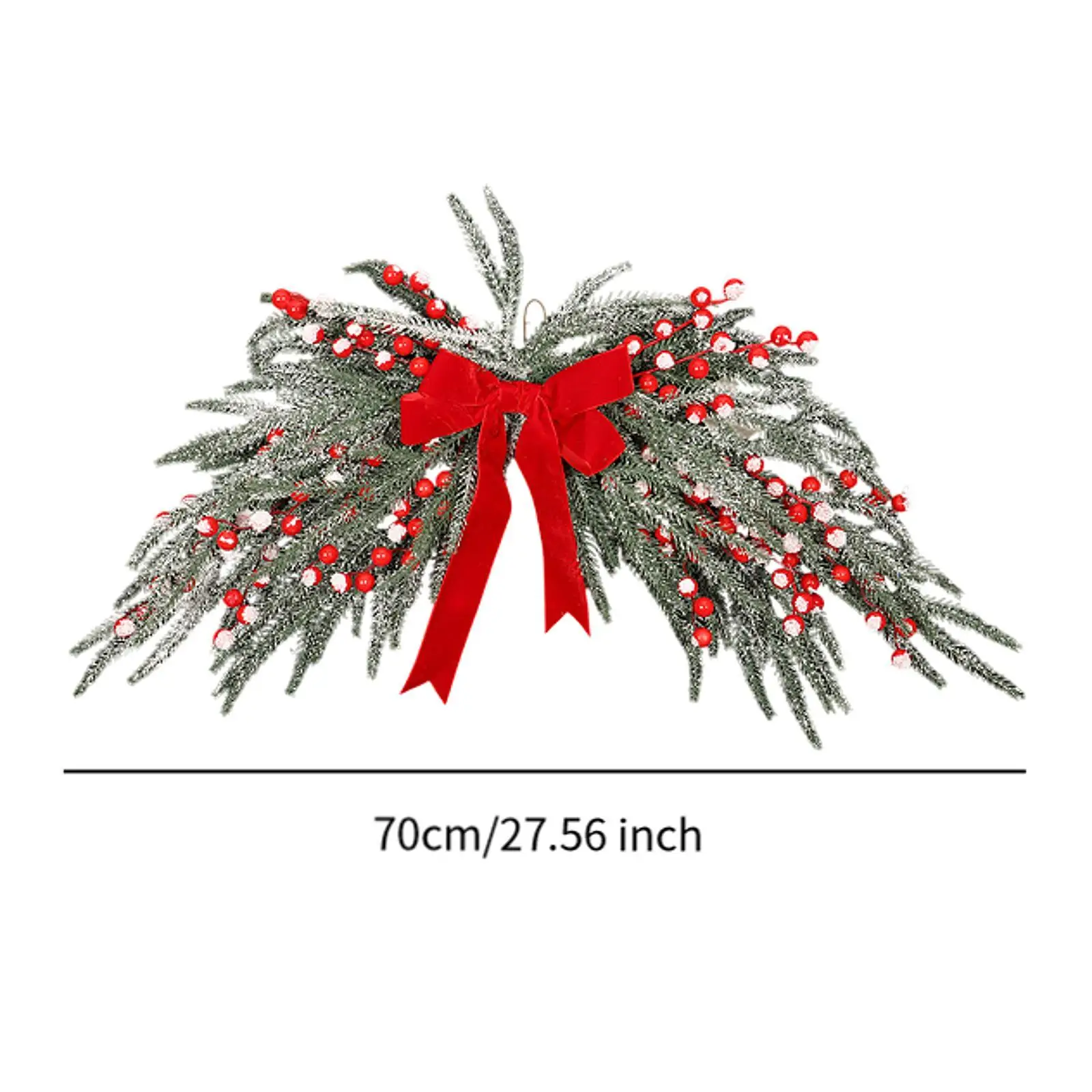 Christmas Garland Reusable Indoor and Outdoor Farmhouse Festival Home Decor Artificial Holly Red Berries Wreath Xmas Decoration