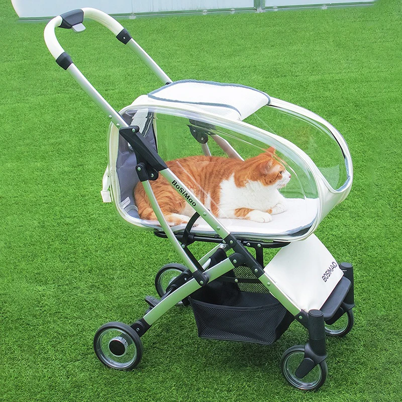 Carrito de paseo 4 ruedas plegable desmontable para cachorros y gatos - imagen 5