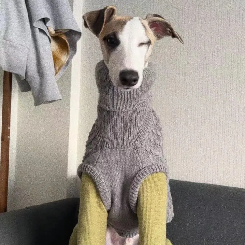 Chaleco de punto suave para cachorros, cuello alto, suéter para mascotas, Whippet, galgo, cachorro, perro grande, invierno - imagen 3