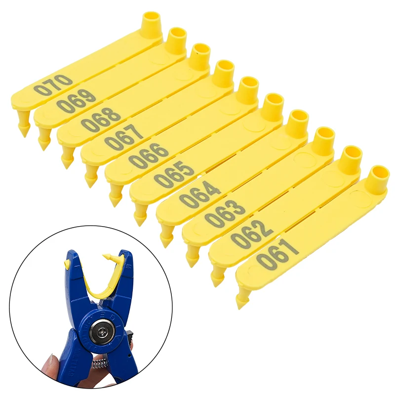 Etiquetas de oreja de oveja y cabra para ganado, N0.001-100 de escritura láser, cabeza de plástico de nailon, tarjeta de identificación de animales de granja, 100 piezas - imagen 2