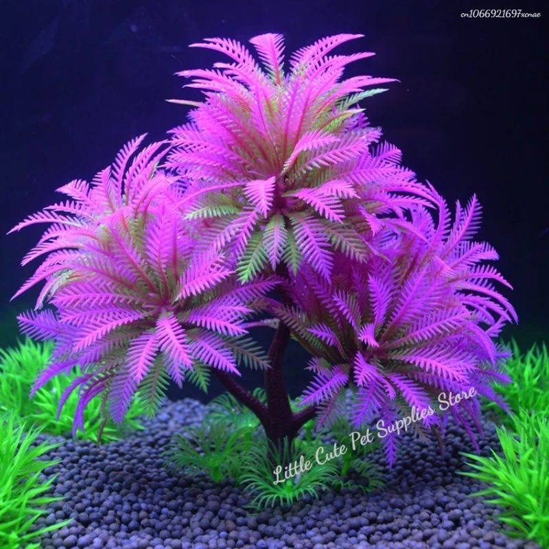 Plantas artificiales para decoración de acuario, adorno de plástico para agua, plantas acuáticas, accesorios de decoración de césped para pecera - imagen 2