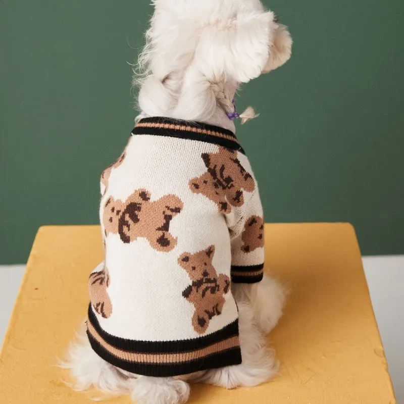 Suéter cálido de invierno para perros pequeños, ropa de lujo para perros, cárdigan de punto suave para mascotas, suéter, abrigo para cachorros, chaleco para Chihuahua y Pug, chaqueta - imagen 4
