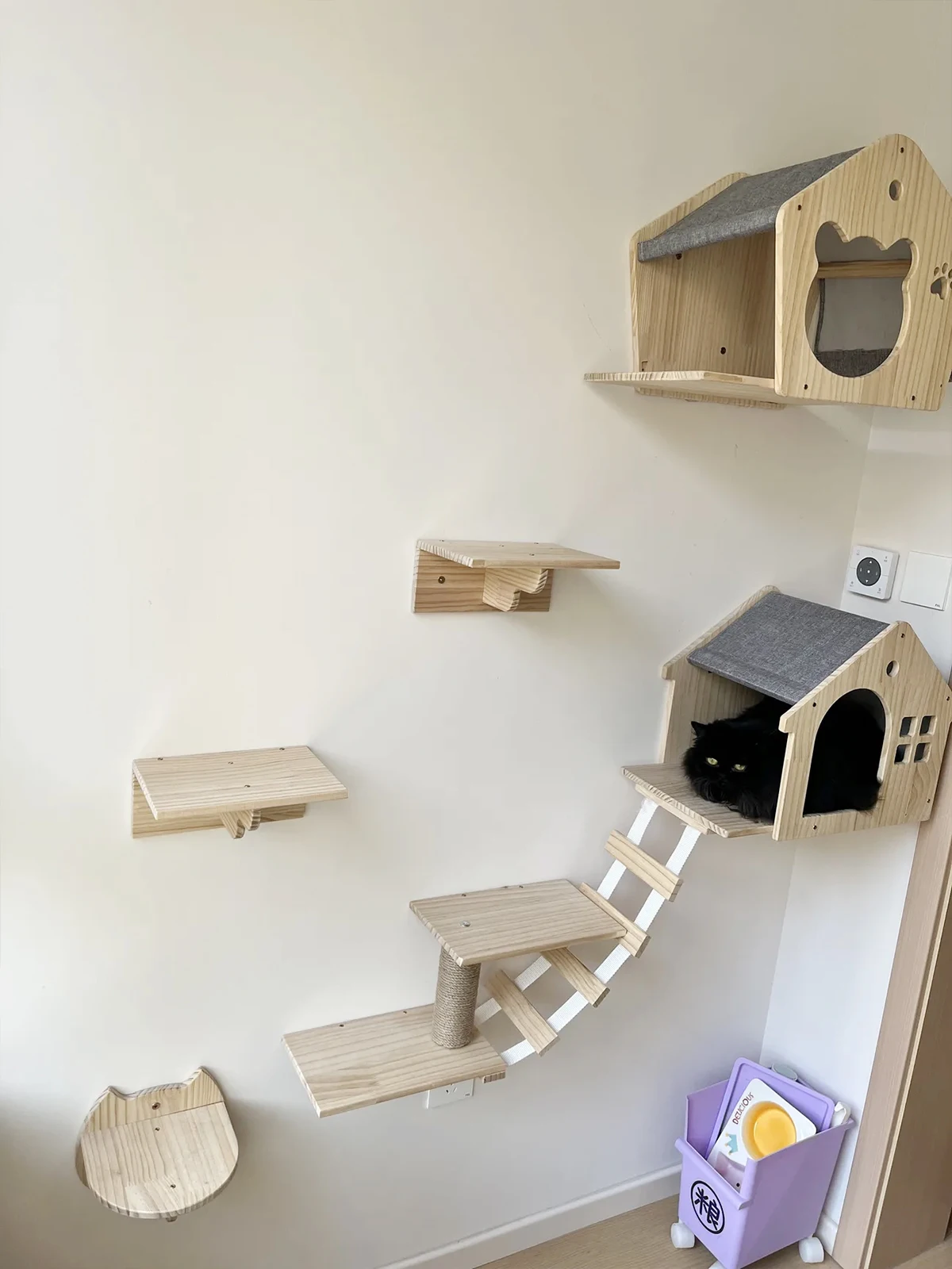 Casa trepadora de pared para gatos, estante para cama, torre de árbol montada en la pared, casa ocultadora, Villa, Castillo para gatos de interior, accesorios para dormir - imagen 2