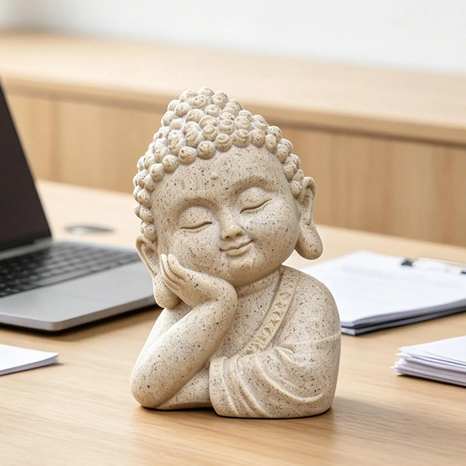 Figura Buda de resina artesanal para decoración de hogar - imagen 3