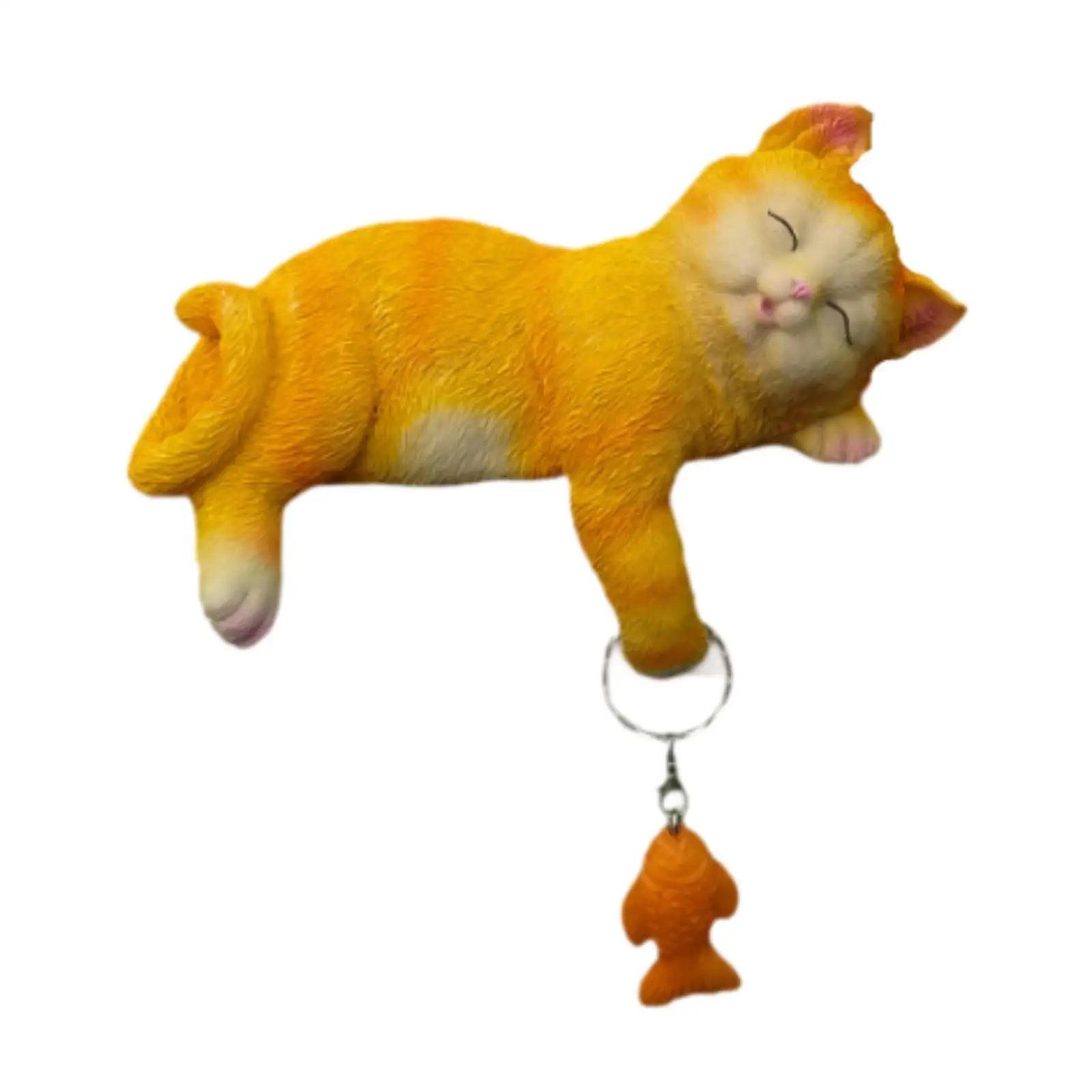 Sleeping Cat Garden Statue Lawn Ornament Indoor Animal Sculpture Resin Kitty Figurine for Outside Porch Flowerbed Party Planter