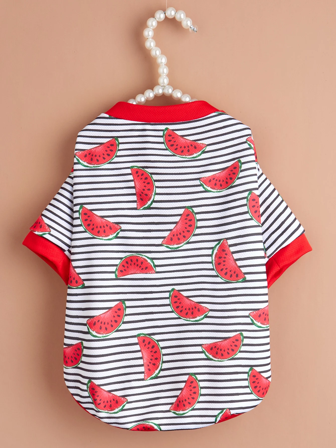Camiseta a rayas con estampado de sandía para perro y gato, ropa fresca para mascotas, disfraz de verano - imagen 3