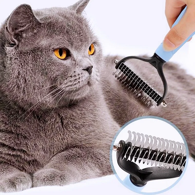 Peine para perros, cuchillo, cepillo para perros, removedor de pelo para mascotas, peines de acero inoxidable para perros, limpieza de nudos, masaje, cepillo para gatos, peine, suministros para mascotas - imagen 4