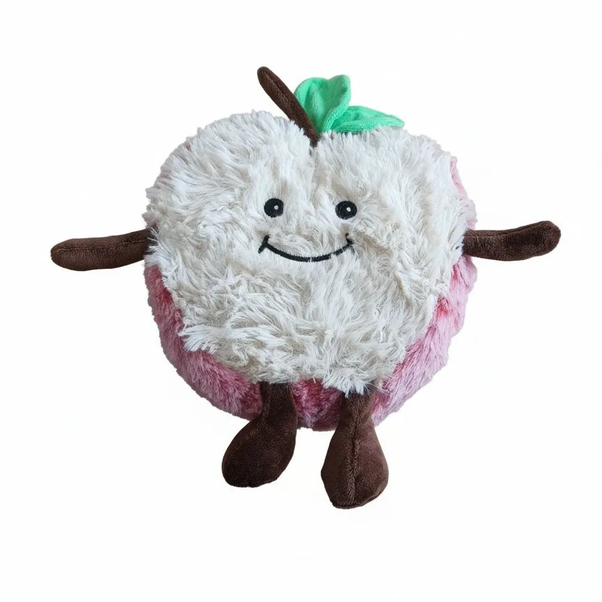 Juguete de peluche para perros en forma de manzana, juguete suave resistente a masticar chirriante para mascotas, lindo juguete molar para cachorros, perros pequeños y medianos, - imagen 2