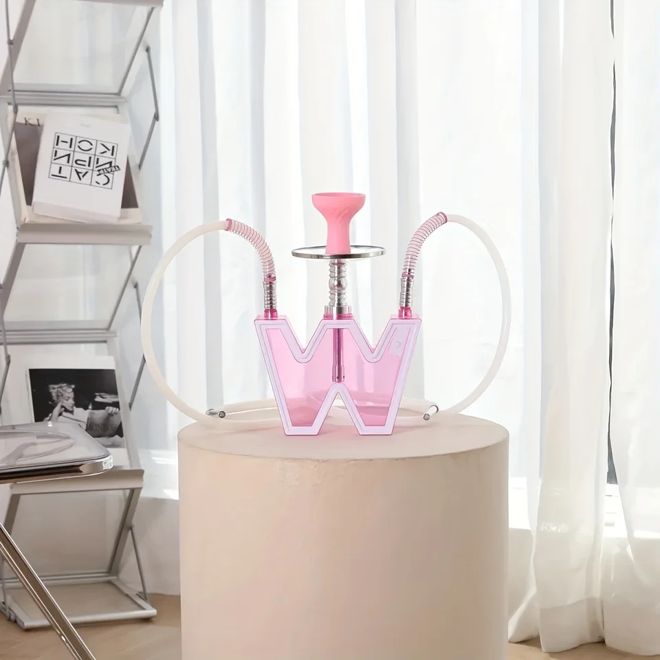 Juego de Cachimba de acrílico portátil, caja de Shisha con luz LED colorida, Narguile completo para fumar, estilo W - imagen 2