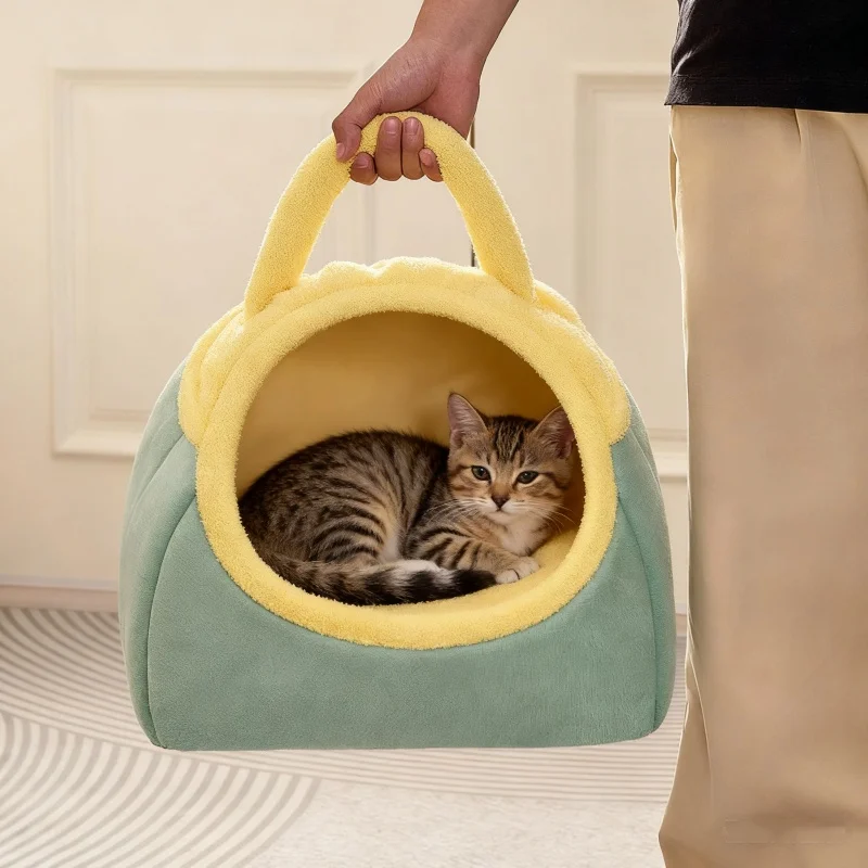 Lindas camas para gatos de interior, cama grande de cueva para gatos con almohada acolchada lavable extraíble, acogedora tienda para gatitos con fondo antideslizante - imagen 2