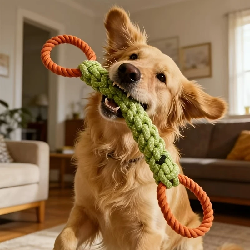 Juguete dental trenzado para perros – Cuerda natural para masticar - imagen 2