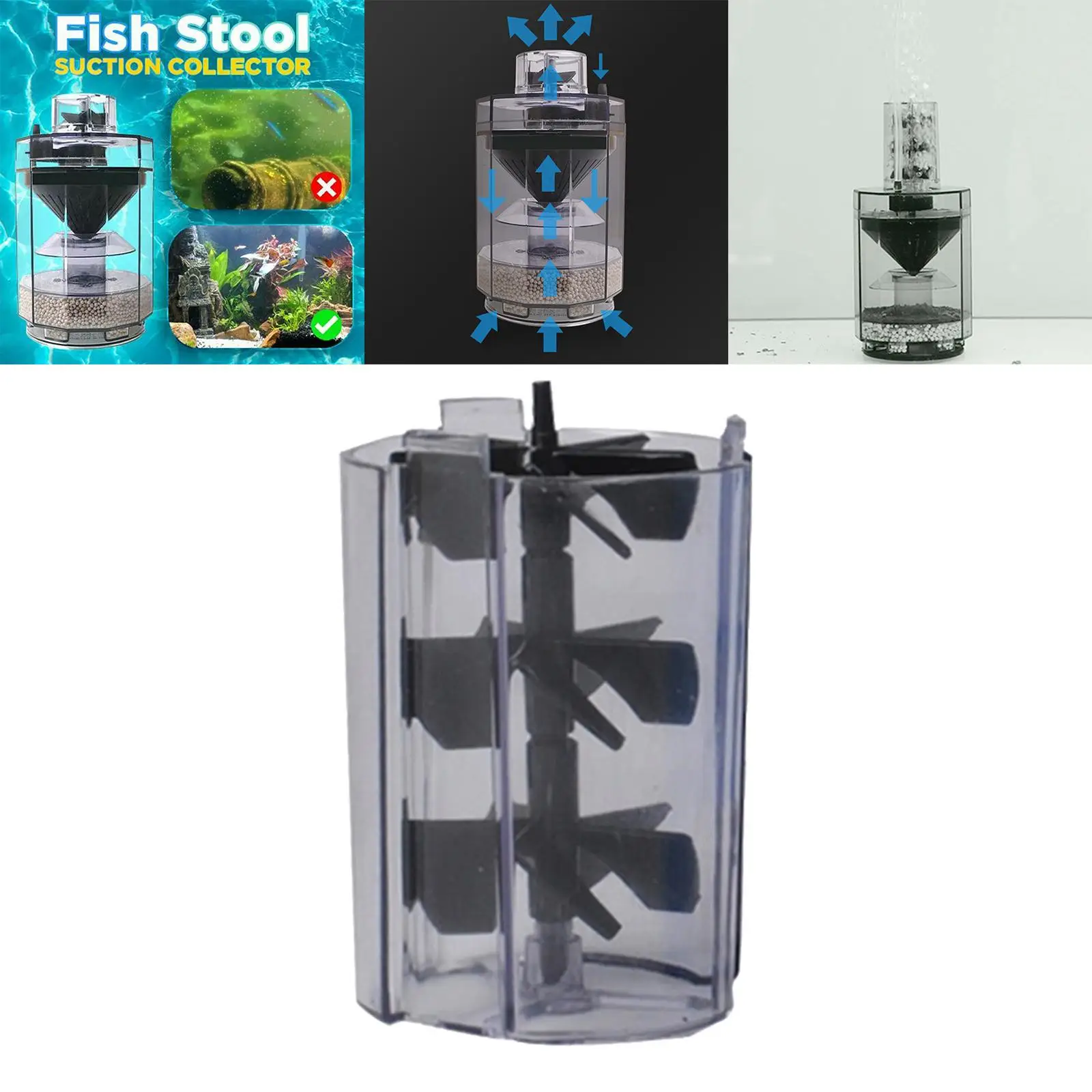 Spiral Fan Flow Promoting for Aquarium Fish Stool Suction Collector Waste - imagen 5