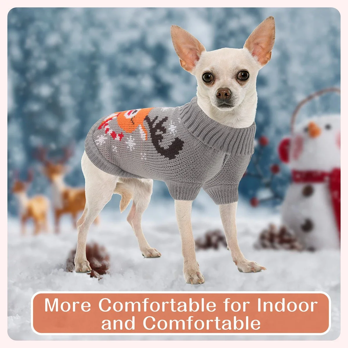 Suéteres navideños para perros, prendas de punto de invierno para mascotas, ropa de Navidad, abrigos cálidos clásicos, suéter con copos de nieve de Reno para cachorros y gatos - imagen 4