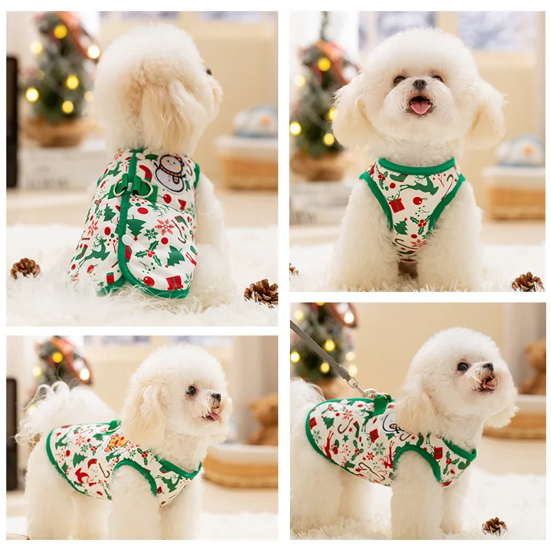 Chaleco de muñeco de nieve para mascotas, cárdigan cálido de Navidad, ropa para mascotas pequeñas de peluche, ropa para perros pequeños, ropa para cachorros, otoño e invierno - imagen 4