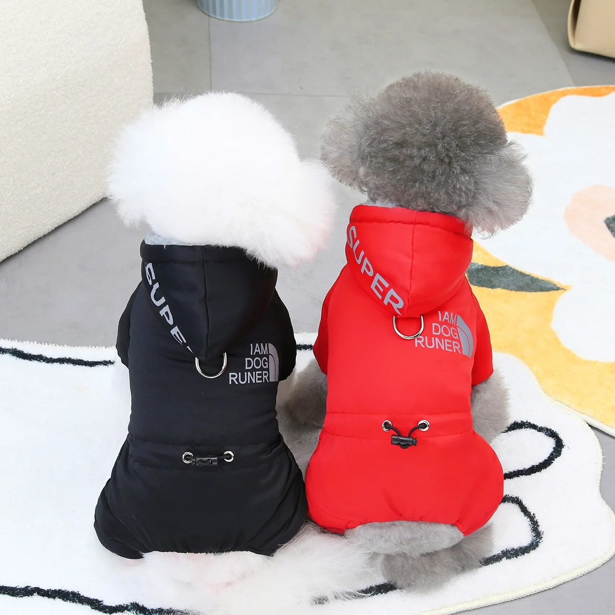 Mono impermeable de invierno para perros, chaqueta cálida con capucha y disfraz para perros pequeños, monos térmicos gruesos para Chihuahua, Yorkie - imagen 4