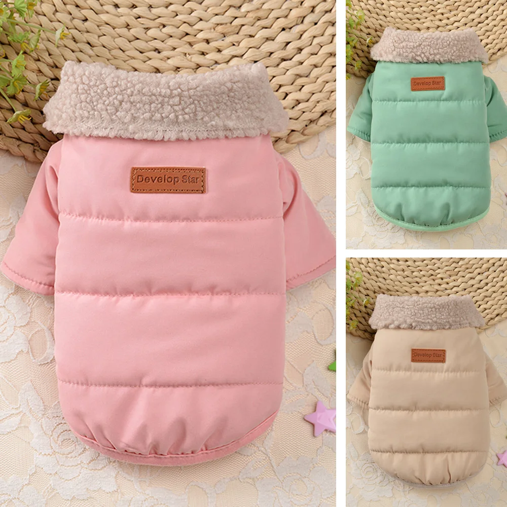 Ropa cálida de invierno para perro, abrigo de algodón grueso con cuello de piel para Chihuahua y Pug, chaqueta para perros pequeños y medianos, gatos - imagen 5