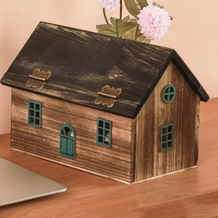 Caja de pañuelos de madera creativa para restaurante B & B, caja de papel Retro de madera maciza, cajas de papel en rollo para el hogar y la sala de estar