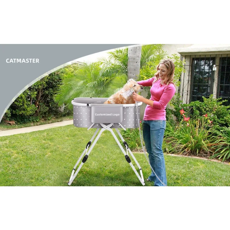 Bañera de altura ajustable para mascotas, bañera Universal para interiores y exteriores, estante de baño multifuncional para perros y gatos - imagen 4