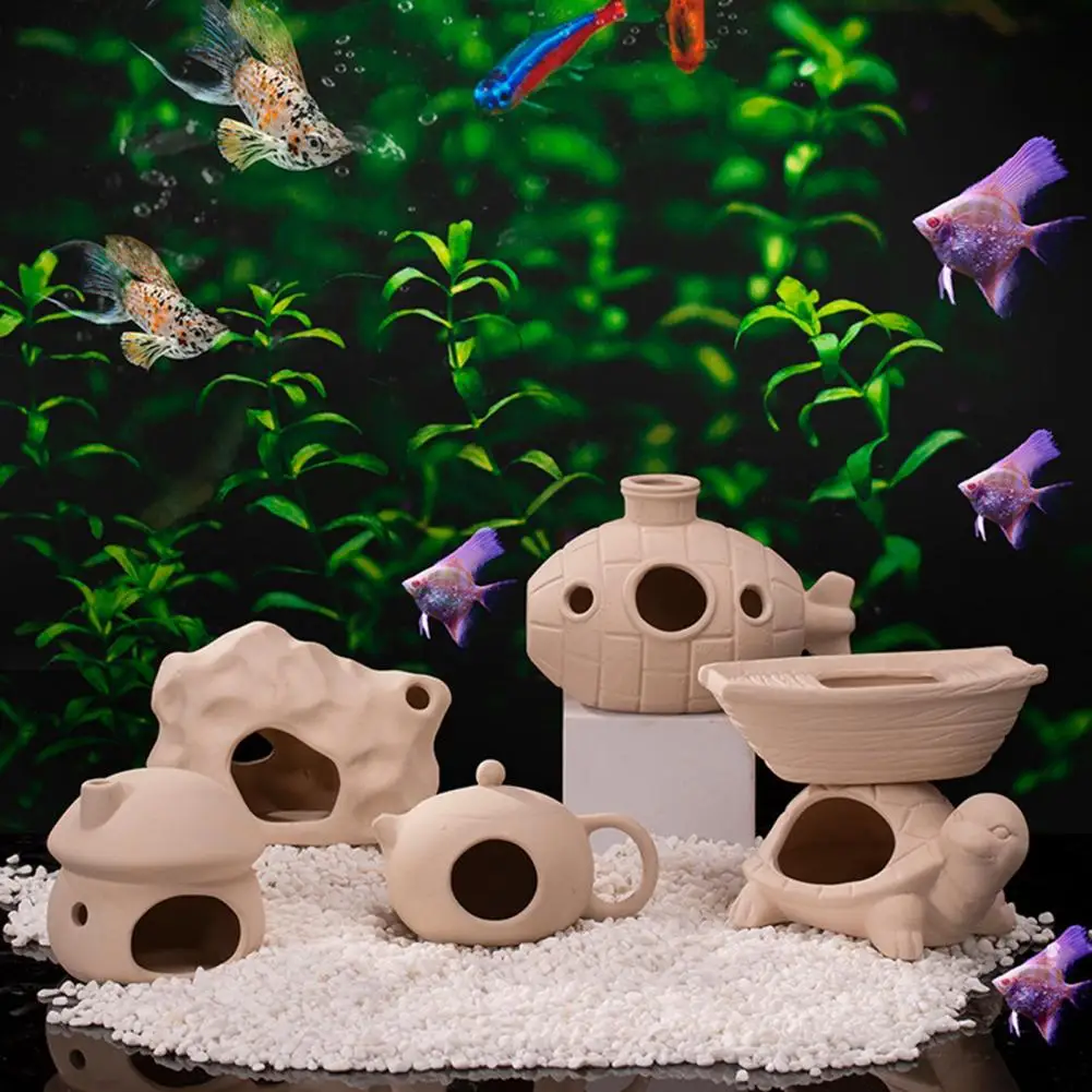 Decoración de acuario de tortuga, adorno de paisajismo de cerámica exquisita, accesorios únicos para refugio de pecera - imagen 2