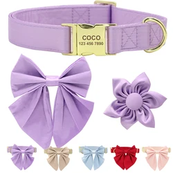 Collar con pajarita y nombre grabado para perro